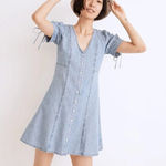 Madewell Light Blue Wash Button-Front Short Sleeve Mini Denim Dress Size 0 Photo 0