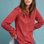 Holding Horses  x Anthropologie Red Sammie Printed Button Down Shirt Blouse‎ Sz 2 Photo 2