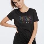 PINK - Victoria's Secret Victoria's Secret "Pink" Logo Rainbow Crew Neck Short Sleeve Medium Photo 5