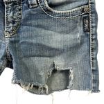 Silver Jeans Silver Pioneer Distressed Booty Cut Off Blue Jean Shorts Raw Hem Womens 28 Photo 4
