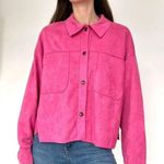 Moa Moa  Hot Pink Faux Suede  Button Down Shirt Size‎ Small Photo 0