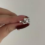 Vintage Baby Pink Silver Swirl Heart Design Dainty Ring Photo 2