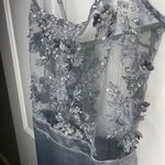 Oh Polly  Elegant Sheer Embroidered Silver Dress Photo 2