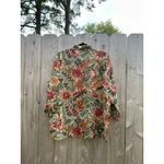 Alfred Dunner Top Womens 14 Green‎ Orange Floral Abstract Button Down Shirt Photo 5