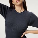 Good American  Plaited Ribbed Mini Dress Navy Size 2 Medium NWT Photo 2