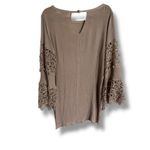 Umgee 5/$65 Womens Tan Crinkle Tunic Lace Trim Western Boho Size 1XL Photo 3