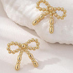 Elegant Gold Bow Earrings Photo 0