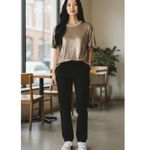 Monteau  Champagne Metallic Textured Short Sleeve Top Size Small NWT Photo 12