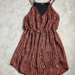Poetry  Burnt Orange & Brown Chiffon Mini Dress. Size Medium Photo 0