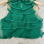 La Esquina Azul Women’s Organza Layered Ruffle Top Sleeveless Crop Party Green M Size M Photo 5