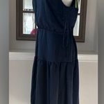 Sam Edelman Parachute High Neck Tiered-Skirt Dress, Navy Size 14 New w/Tag $138 Photo 2