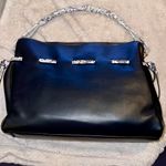 Badgley Mischka  Drawstring Bucket Tote Shoulder Bag Black Snake Print NWT Photo 1