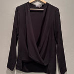 BCBGeneration  Women's Black Long Sleeve Surplice Top Size Medium Blouse Party Photo 0