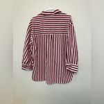 ZARA  Women’s Burgundy and White Striped‎ Oversized Button Down Blouse Size XS Photo 8