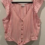 American Eagle  Striped Red White Blouse Photo 0