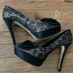 Menbur/Anthropologie Black lace and Gold Satin with black satin Heel.S 39/8 Photo 3