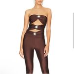 New! Ronny Kobo Delrey Catsuit Brown‎ Cut Out Strapless Sz XS $468 Brown Photo 3