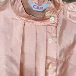 Vintage CEO Rose Gold Pleated Button Down Long Sleeve Top Women's Size 8 Pink Photo 3