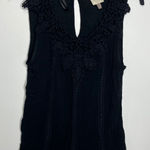 Knox Rose  black tank top crocheted lace v-neck women's size medium  blouse Photo 0
