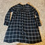 Madewell Black White Grid Button Front Long Sleeve Shirt Dress Size M Photo 0