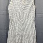 J.Crew Dress Womens 2P White Sleeveless Textured Fit and Flare V Neck Cotton Photo 0