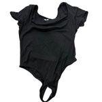 Halara  Ribbed Knit Square Neck Skinny Work Bodysuit Thong Casual Black L Photo 1