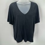 Z Supply  Top Microsuede Black Short Sleeve Women’s S Vneck Shirt  Photo 0