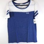 Tyr. Womens Open Lochte Tee Shirt Scoop Neck Short Sleeve Blue White L Photo 0
