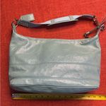 Coach Signature Patent Leather Hobo Shoulder Bag, Blue Photo 5