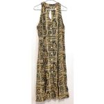 VINTAGE VTG ? JONI BLAIR Yellow Aztec Geo Geometric Tile Print Summer Midi Dress Size M Photo 1