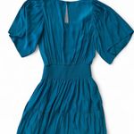 Ramy Brook Kit Dress Flutter Sleeve Mini Teal Small Photo 4