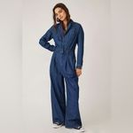 Free People  We The Free Franklin Tailored Wide Leg One-Piece Denim Jumpsuit Photo 1