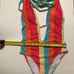 Colorful Striped Women One piece Swimwear Red Size M Photo 2