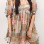 &merci &merci Patchwork Chiffon Puff Sleeve Babydoll Dress Photo 0