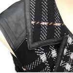 CAbi #517 Wool Blend Grid Moto Plaid Faux Leather Belted Vest~Size XS Photo 11