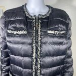 Karl Lagerfeld  Black & Gold Tweed Detail Front Zip Puffer Jacket size XL Photo 3