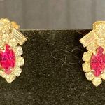 Vintage White and Pink Rhinestone Necklace and Earrings Set Photo 3