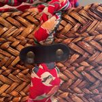 Blue Miami Vintage Weaved w/ Red Floral Fabric Satchel Purse 21x17 Inch BIG Photo 6