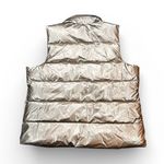 NWT LIVI Puffer Vest Metallic Champagne Gold Quilted Full Zip Hood Size 22/24 Silver Photo 1