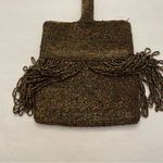 1920’s Antique Copper Bronze Glass Beaded Flapper Purse Clutch Bag W/ Talon Zip Brown Photo 1