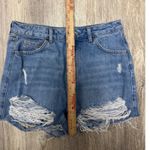 Topshop  Moto Mom Denim‎ Shorts Size US 8 Ripped Distressed High Waist Blue Jean Photo 5