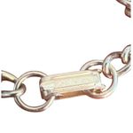 Vintage Agate Stone Slab Charm Bracelet Gold Tone Chain Fold Over Clasp 6.75" Brown Photo 4