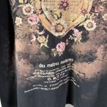 Katina Marie Floral Chocolate Rhinestone Print Long Sleeve Top Womens L USA Made Black Size L Photo 3