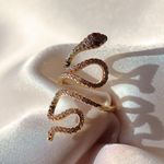 Boutique adjustable Diamond Snake Ring With Pink Eyes Photo 0