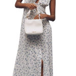 Reformation  Ceara Floral V-Neck Midi Dress Women's 8 White Blue Cottagecore NWOT Photo 0