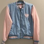 Melanie Martinez Size Large Varsity Bomber Satin Zip Up Jacket Patch Dollcore Blue Photo 0