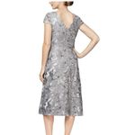 Alex Evenings Alex Evening Silver Embroidered Sequins Flare Party Wedding Guest Dress Size 16 Photo 2