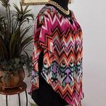 New Directions Women Top SM Short Sleeve Pullover Boho Tropical Vacation Resort Photo 1