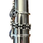 Lot of 3 Silver Tone Blue Teardrop, Floral & Oval Cabochon Size 6.25 Rings Photo 2