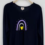Sundry Rainbow Heart Sweatshirt Size Large Navy Graphic Pullover Crewneck Cozy Photo 2